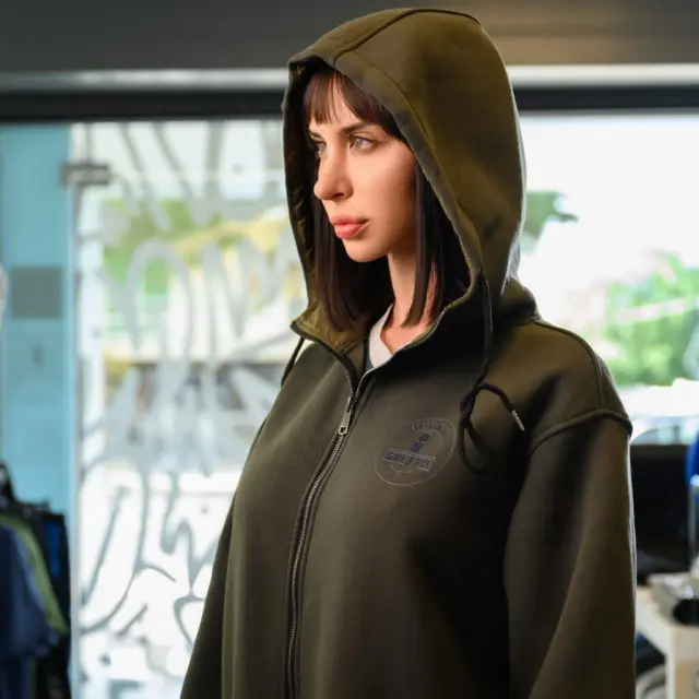 Ghetto Long Hoodie with Ghetto Streetwear Mask Logo | One Size Green