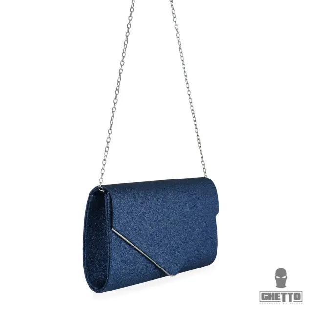 Ghetto Midnight Blue Glitter Clutch | Elegant Evening Chain Bag 2