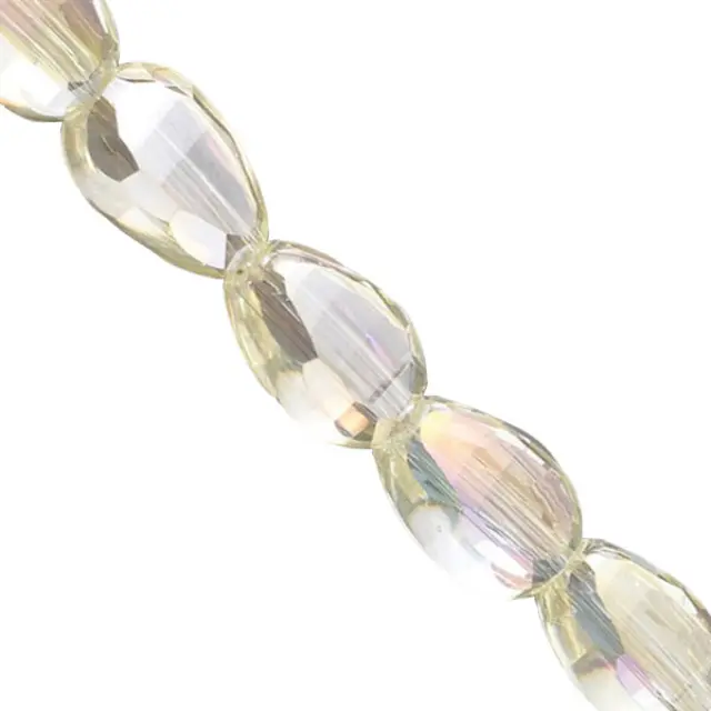 Χάντρα Γυάλινη Πρισματική Teardrop Full Rainbow Light Yellow 9x6x4.5mm - 79τεμ