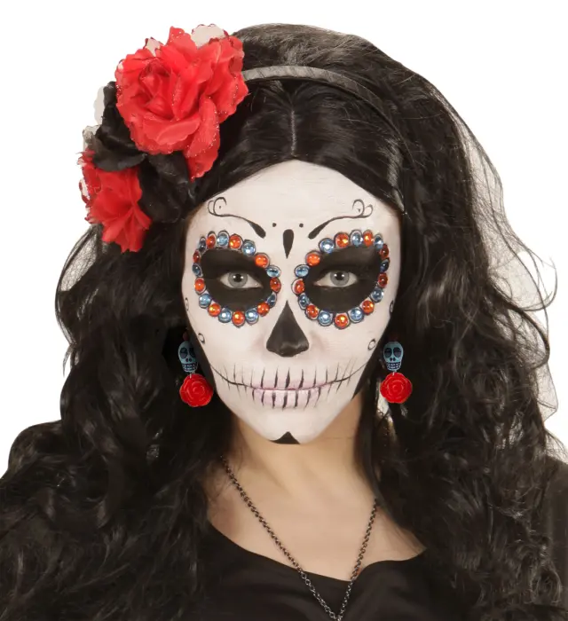 Αποκριάτικο Αξεσουάρ Σκουλαρίκια Azure Skull (Widmann) (W-03507) 2