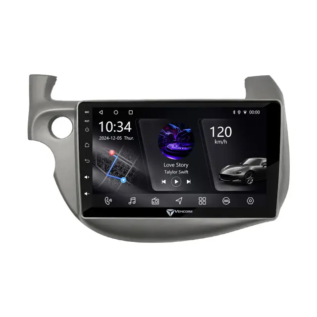 VenCore Οθόνη Multimedia Android 15 10.1" PX5S Octa-Core 2GB/32GB IPS με Πρόσοψη, CarPlay, Android Auto και Υποστήριξη Κάμερας 360° για Honda Jazz 2009-2013 – Ασημί (3236-10006-0197S) 2