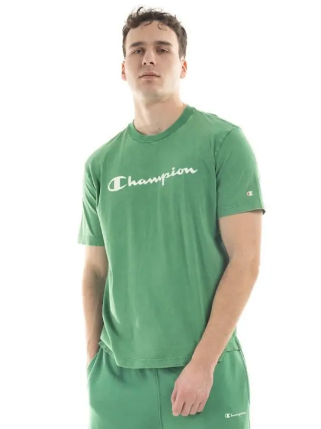 CHAMPION CREWNECK T-SHIRT ΜΠΛΟΥΖΑ ΑΝΔΡΙΚΗ GREEN