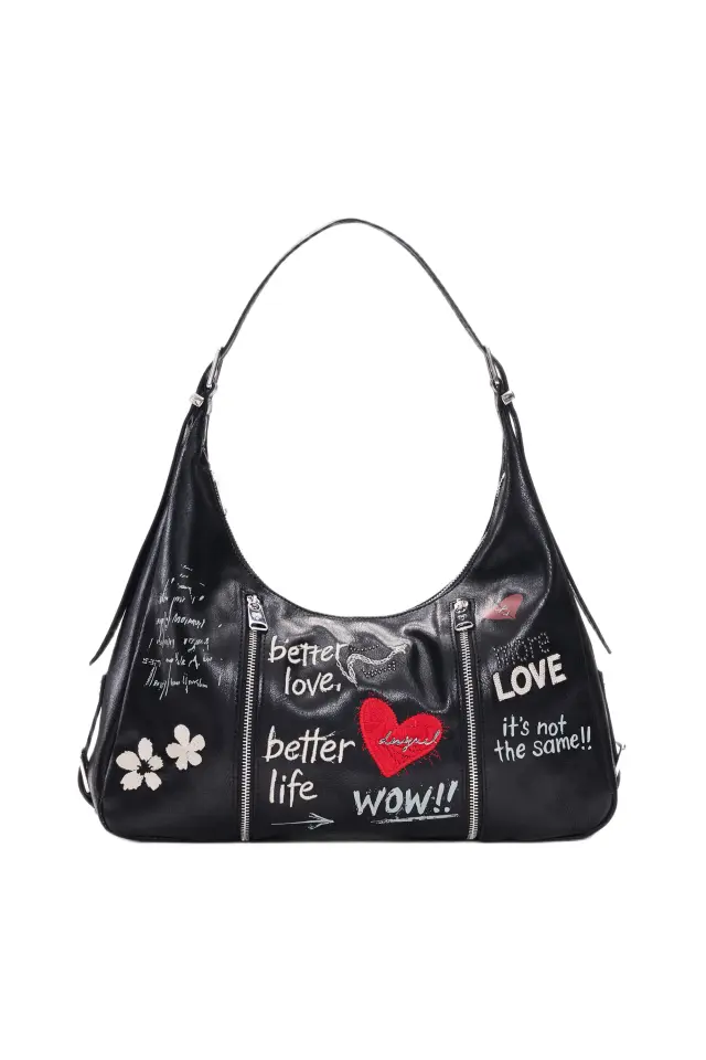 Desigual - Γυναικεία Τσάντα Ώμου/ Χιαστί Wow Heaven Maxi 26WAXPA3-2000 Μαύρο