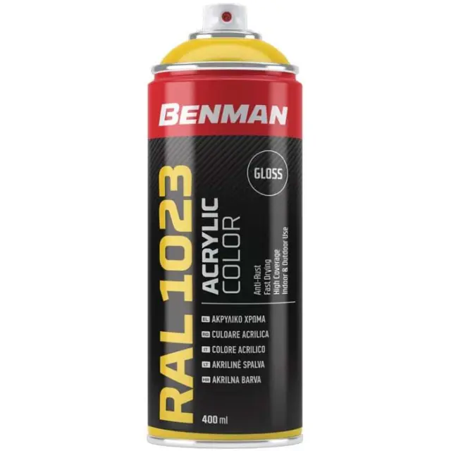 SPRAY ΚΙΤΡΙΝΟ ΓΥΑΛΙΣΤΕΡΟ RAL1023 BENMAN 400ML 28502