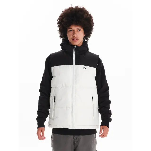 Emerson Men's Puffer Vest Jacket (242.EM10.78-Off White-Black) - Λευκό-Μαύρο
