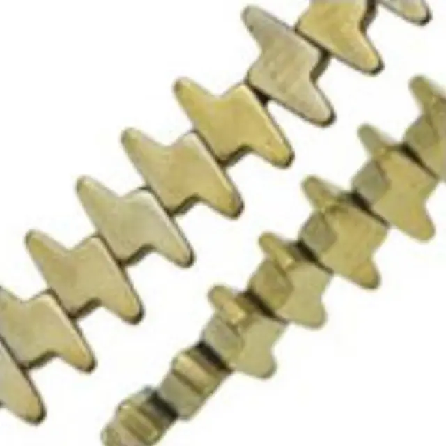 Χάντρα Αιματίτης Gold - Κεραυνός Περαστό 6x3mm ~20τεμ