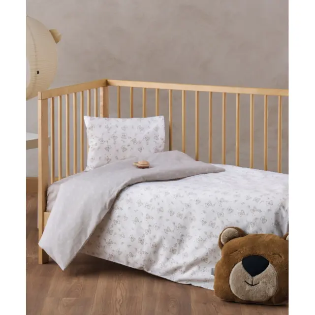 Σετ Σεντόνια Κούνιας 3 Τεμαχίων Kentia Zaharino Beige-Cream 120x170