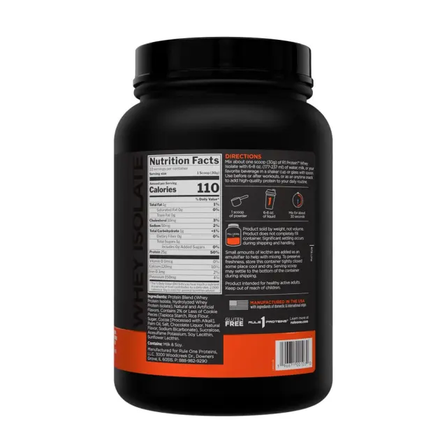 Rule1 R1 Protein Whey Isolate cookies-cream, 1-5-lbs 3