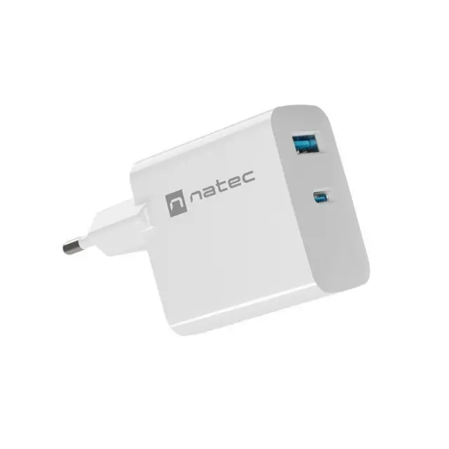 Natec Charger Ribera GaN 45W USB-A USB-C White (NUC-2142)