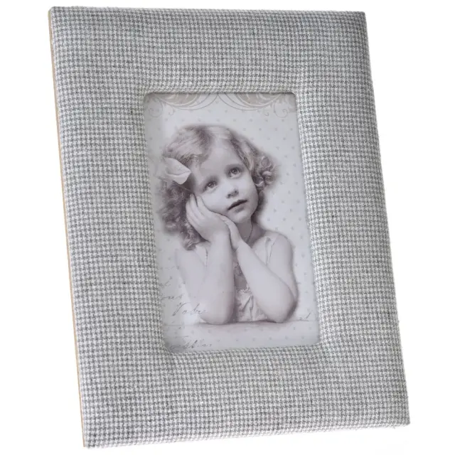 Κορνίζα Ύφασμα Καρώ Γκρι 13x18cm
