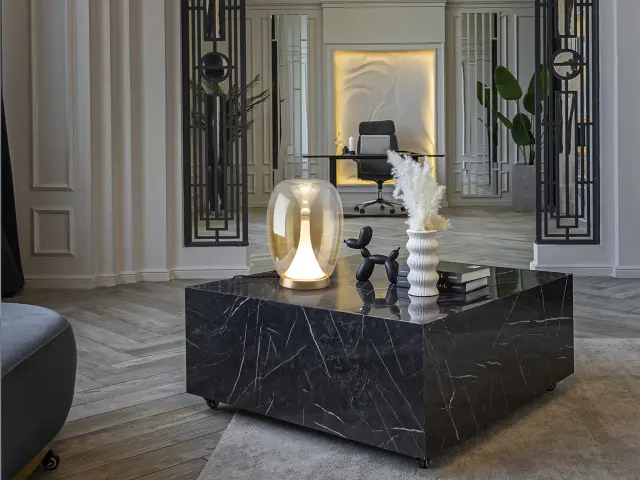 SUSPIRO Golden-Amber Table Lamp | Μοντέρνο Επιτραπέζιο Φωτιστικό Design Χρυσό