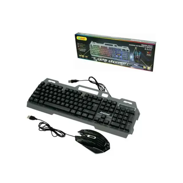 Andowl Σετ Gaming Πληκτρολόγιο με RGB φωτισμό & Ποντίκι (Αγγλικό US) Q-808 – Gaming Keyboard & Mouse 075912
