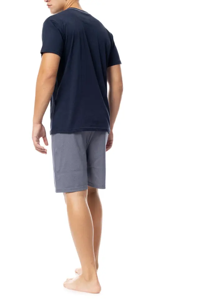 S-M537 - Yacht Blue - PYJAMA V-NECK GREY GEO - L 3