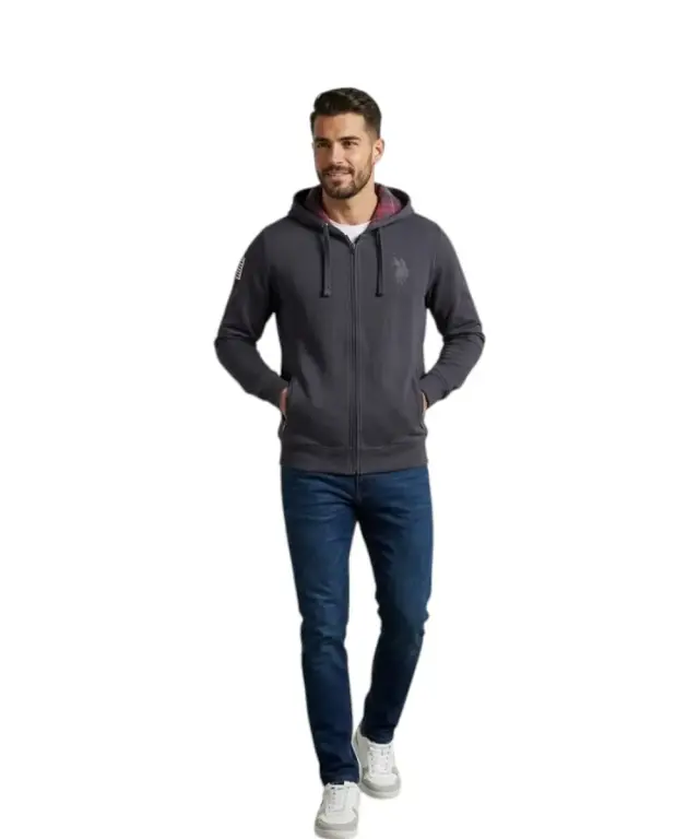 U.S. Polo Assn. - Ανδρική Φούτερ Ζακέτα με Κουκούλα και Τσέπες 63028-53223-179 Μπλε - XL