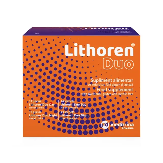 Meditrina Lithoren Duo, Συμπλήρωμα Διατροφής για Αναστολή της Λιθογένεσης με γεύση Λεμόνι 28 φακελίσκοι