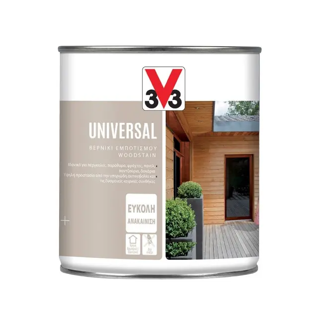 3V3 UNIVERSAL Βερνίκι εμποτισμού νερού εσωτερικής και εξωτερικής χρήσης 0,750ml - άχρωμο