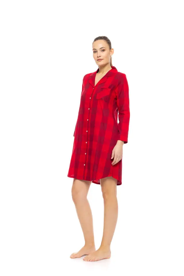 W1839 - Type - NIGHTGOWN BUTTONED RASPBERRY PLAID 2