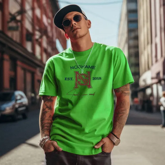 T-shirt Noshame® Πράσινο με τύπωμα - 112374 - M