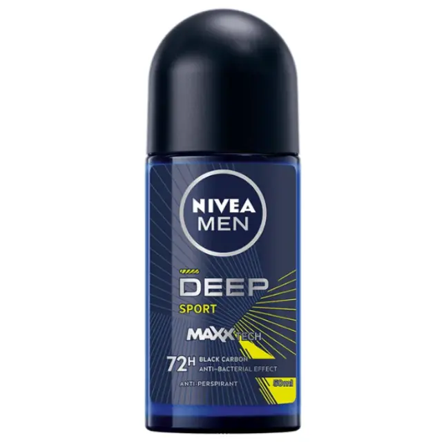 Nivea Men Deep Sport Anti-Perspirant Roll-On Deodorant Ανδρικό Αντιβακτηριακό Αποσμητικό Roll-On για 72ωρη Προστασία 50ml