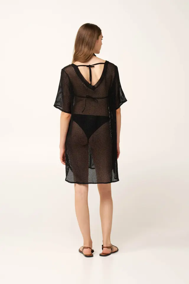 Μονόχρωμο Mesh Φόρεμα Θαλάσσης Vamp 24513 BLACK 2