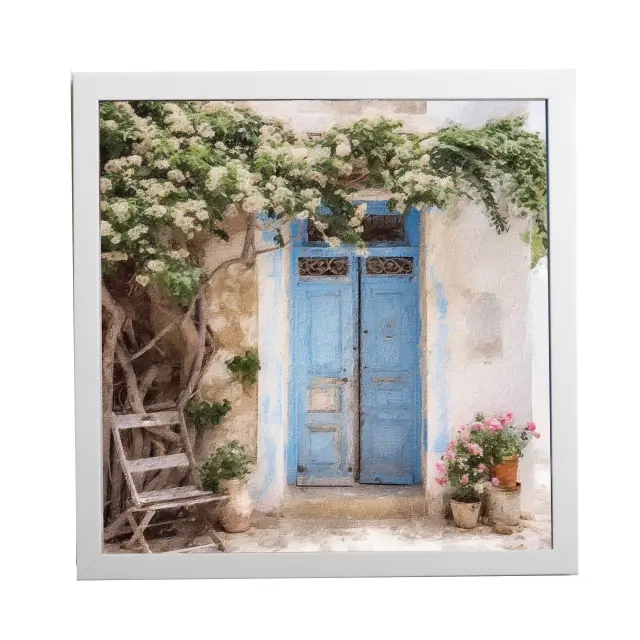 Θέμα (island 10 ) 1 Κάδρο 37x37cm κορνίζα ξύλινη χρώμα λευκό θέμα με πλαστικοποίηση (Κ 2033/3+10 island)