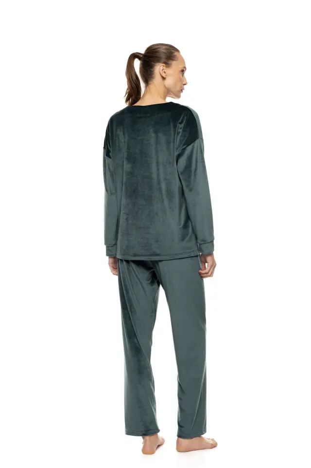 Pink Label Pyjama V Soft Velvet σετ γυναικεία χειμερινή πυτζάμα W2024-1 2