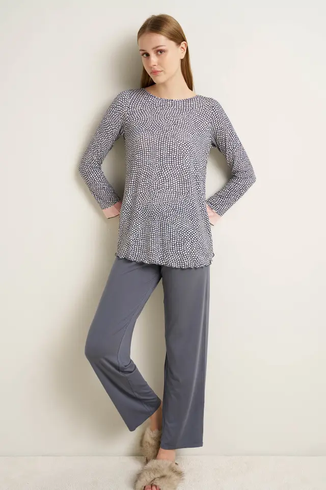 Vamp Γυναικεία Πιτζάμα Micromodal Gray Fresco