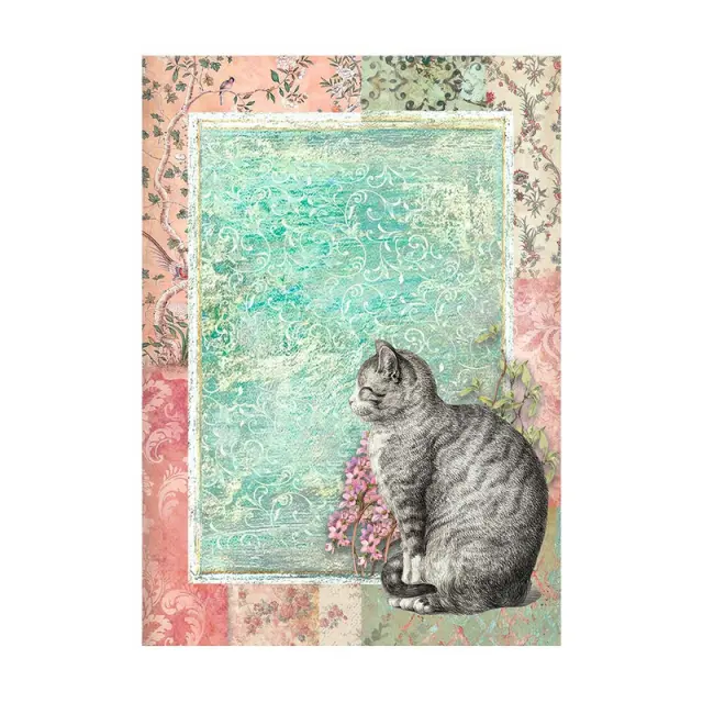 Σετ 8 ριζόχαρτα ντεκουπάζ Stamperia 10.5×14.8cm, Backgrounds, Orchids and Cats 3