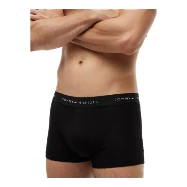 Tommy Hilfiger Ανδρικό Boxer Signature Repeat Logo Waistband - Τριπλό Πακέτο, Χρώμα Grey Heather-Black-White 2