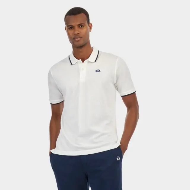 La Martina - Ανδρικό T-Shirt Polo Anthony Regular Fit BPMP04-PK031-00001 Λευκό - 2XL