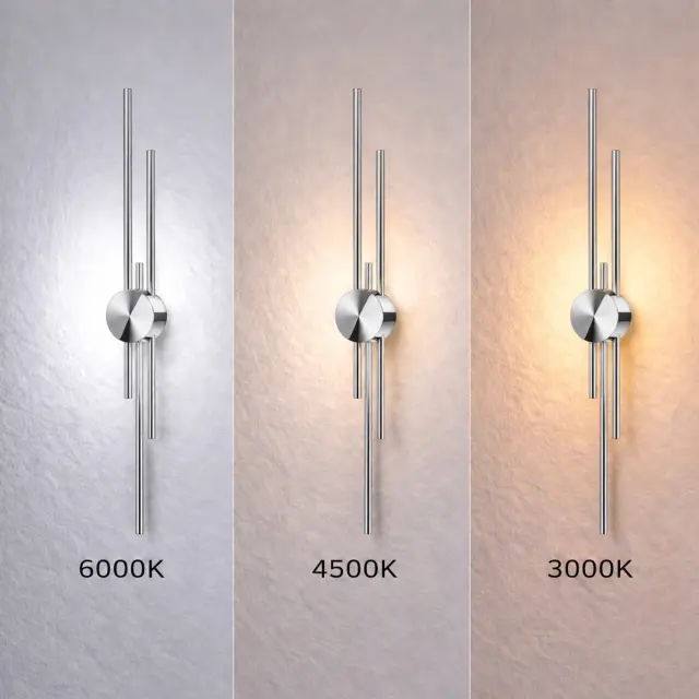 VenCore Stravon Silver - Μοντέρνο Επιτοίχιο Φωτιστικό Απλίκα LED 60CM 12W Ασημί Αλουμίνιο με Ρυθμιζόμενο CCT Λευκό - Ημέρας - Θερμό - Χειρισμός CCT μέσω Διακόπτη On-Off (6093-20112) 3