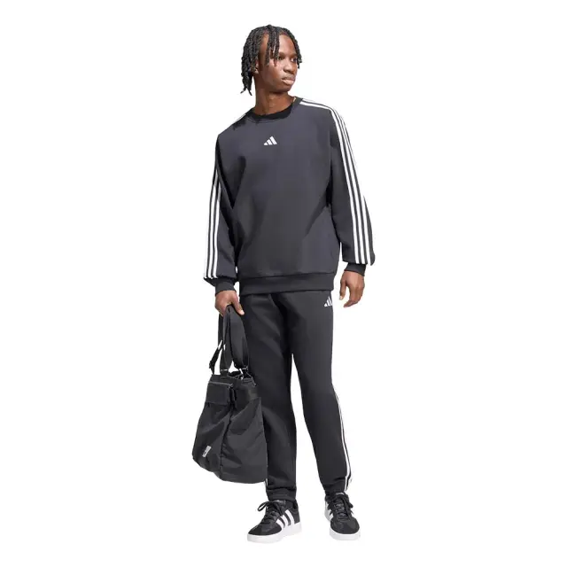 adidas Sportswear Men's 3Stripes Fleece Sweatshirt Μαύρο - Άσπρο KY6583 (adidas Sportswear) 3