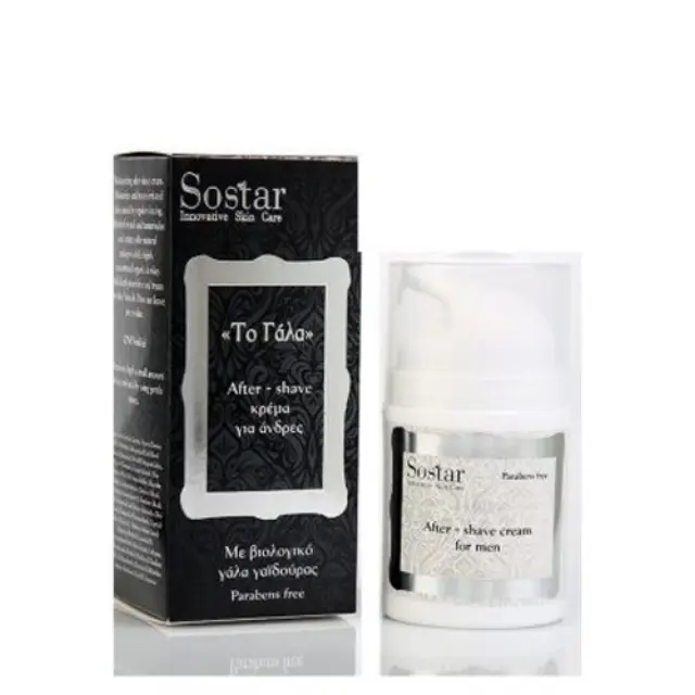 Sostar "Το Γάλα" Ανδρική Ενυδατική After Shave Κρέμα με Βιολογικό Γάλα Γαϊδούρας, 50ml