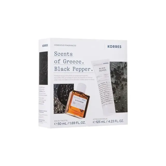 Korres PROMO PACK Black Pepper Eau De Toilette 50ml & Aftershave Γαλάκτωμα 125ml, 1 Set