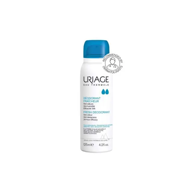 Uriage Deodorant Fraicheur, Αποσμητικό Σπρέι 24ωρης Προστασίας για Ευαίσθητα Δέρματα, 125 ml