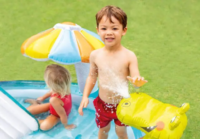 Intex Πισίνα Gator Play Center Πισίνα του Αλιγάτορα με Μανιταροσκιά & Τσουλήθρα, Ψεκαστήρα Νερού Αλιγάτορα, Παπάκι Και Καλαθάκι - 201x170x84εκ. - 2+Χρ. 3