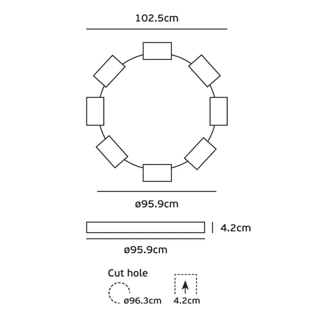 Dream Χωνευτό φωτιστικό led Trimless 106W 4000K ø95.9cm λευκό Άσπρο 2