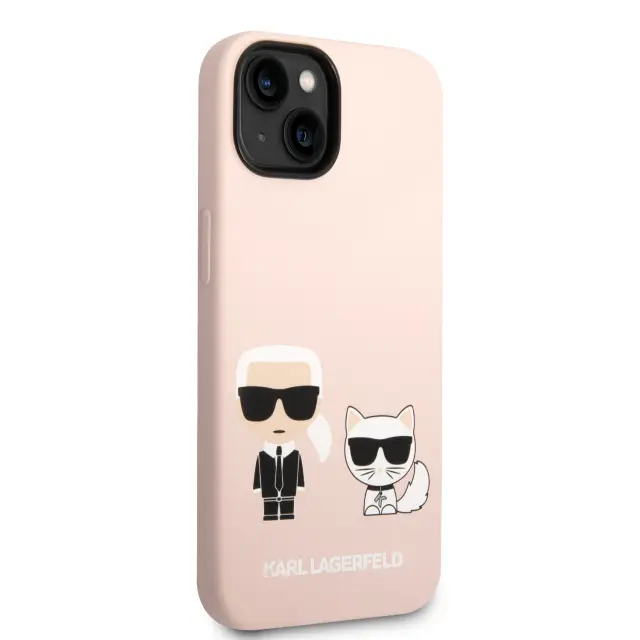 Karl Lagerfeld MagSafe Compatible Case Liquid Silicone Karl and Choupette for iPhone 14 Plus Pink 3