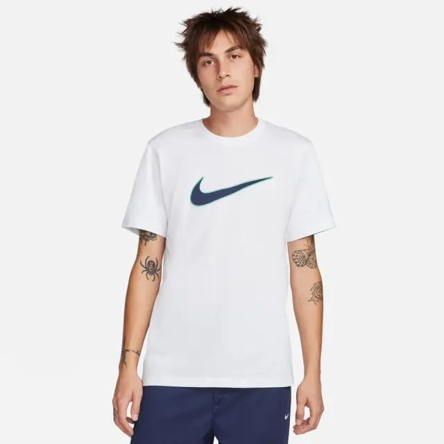 Nike Men's ss T-Shirt (FN0248-101) - Λευκό-Μπλέ - XS