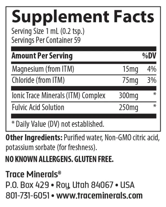 Trace Minerals Liquid Ionic Fulvic Acid 250 mg 2