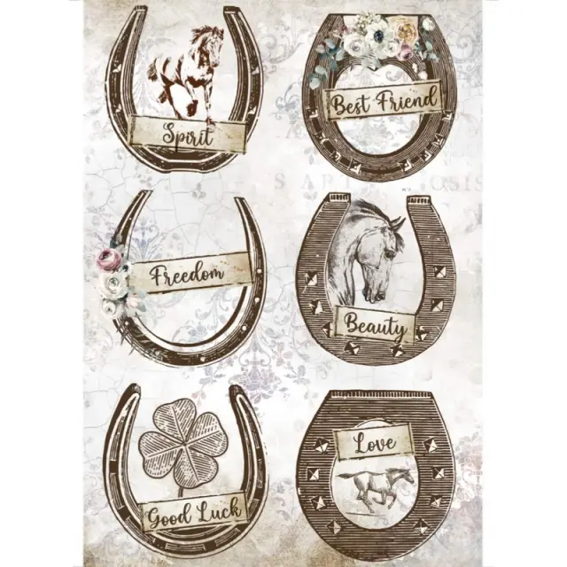 Ριζόχαρτο Stamperia 21x29cm, Romantic Horses, Horseshoe