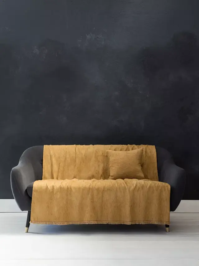 Ριχτάρι Velvety - Gold Μπεζ, Χρυσό Τριθέσιος 180x300