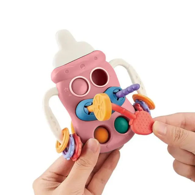 Moni Πολυλειτουργικό Μασητικό Παιχνίδι Baby sensory toy Baby bottle 688-70 pink 3801005602452 3