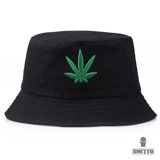 Ghetto Summer Fashion Hat Maple Leaf Embroidery Black
