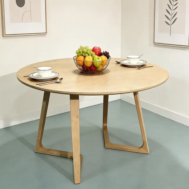 Τραπέζι Sedria pakoworld mdf σε φυσική απόχρωση Φ120x75εκ 2