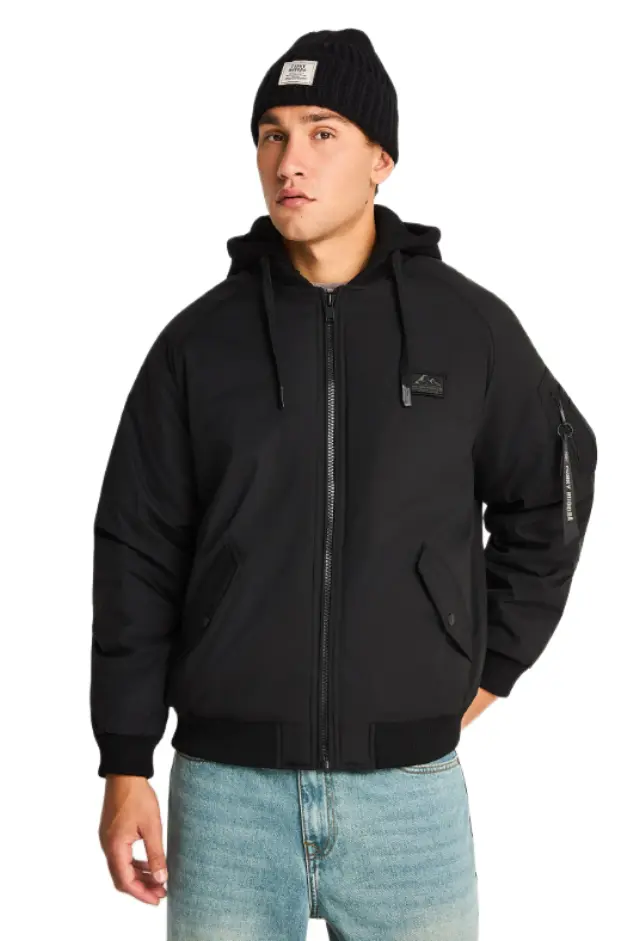 Funky Buddha ανδρικό μπουφάν bomber με τσέπη στο μανίκι FBM014-022-01-1