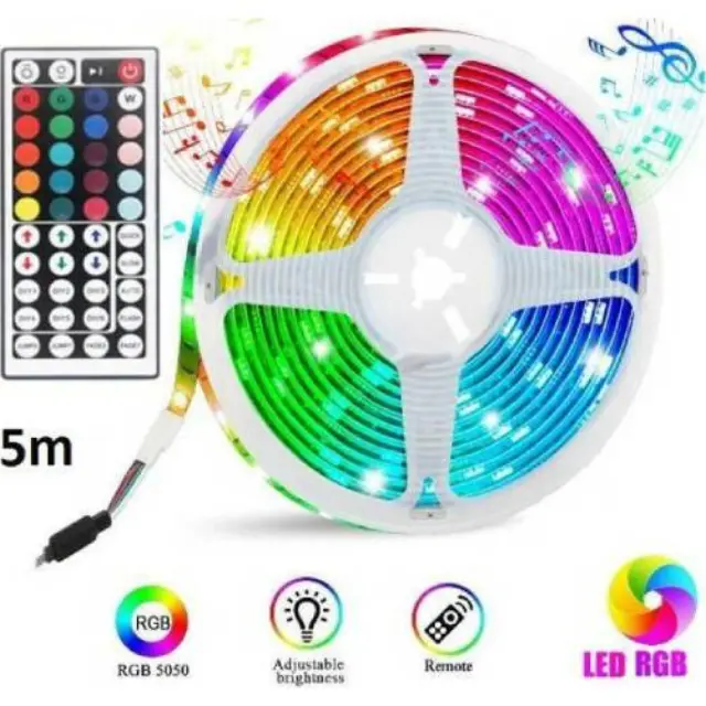 Andowl Αδιάβροχη Ταινία LED Τροφοδοσίας 12V RGB Μήκους 5m Σετ με Τηλεχειριστήριο και Τροφοδοτικό Τύπου SMD5050 3