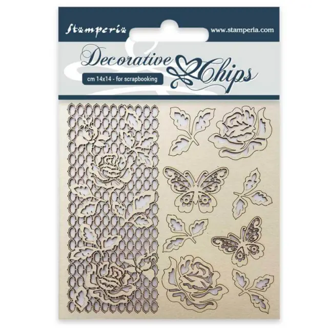 Διακοσμητικά Chipboard Stamperia - Roses and Butterfly 14x14cm - 1τεμ