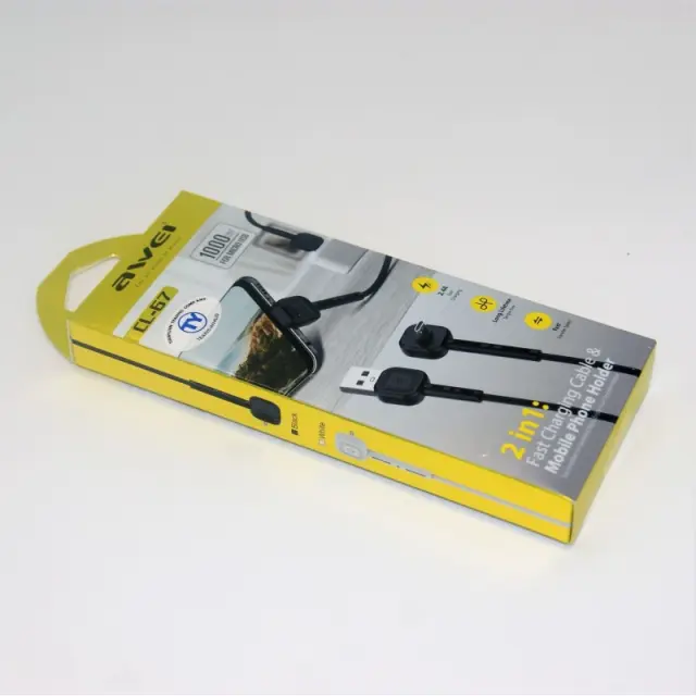 2σε1 micro-USB ΚΑΛΩΔΙΟ 2.4A ΦΟΡΤΙΣΗΣ ΚΑΙ ΣΤΗΡΙΞΗΣ ΣΥΣΚΕΥΗΣ AWEI PH-CL-67