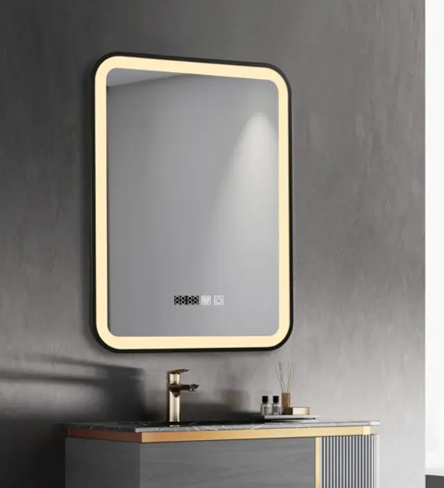 ΚΑΘΡΕΦΤΗΣ ΜΠΑΝΙΟΥ LED ΑΦΗΣ MIRRORLUX ELORA S-4657B ΟΡΘΟΓΩΝΙΟΣ 800Χ600MM ΜΑΥΡΟΣ 2